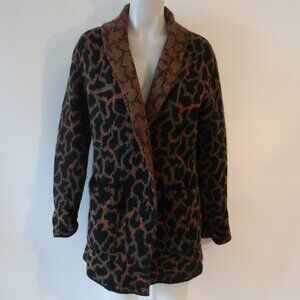 Womens Toda Bela Black Brown Army Green Wool Blend Belted Cardigan Sweater S